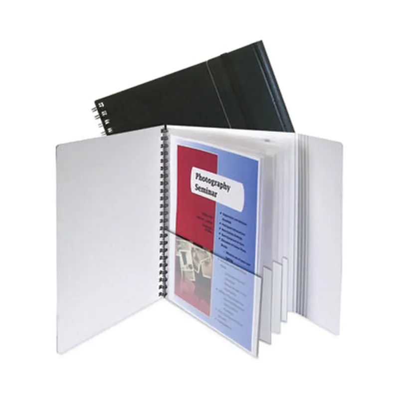 Eight-Pocket Portfolio with Security Flap, Polypropylene, 8.5 x 11, Black/White - Report Covers | C-Line