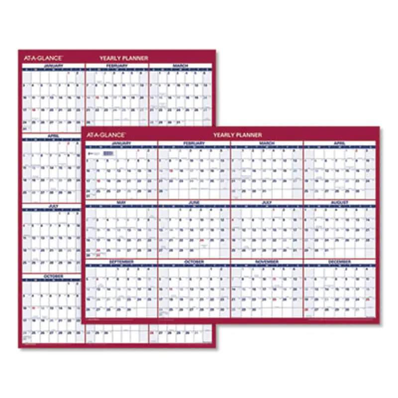 Erasable Vertical/Horizontal Wall Planner, 24 x 36, White/Blue/Red Sheets, 12-Month (Jan to Dec): 2026 - Wall Calendars | AT-A-GLANCE