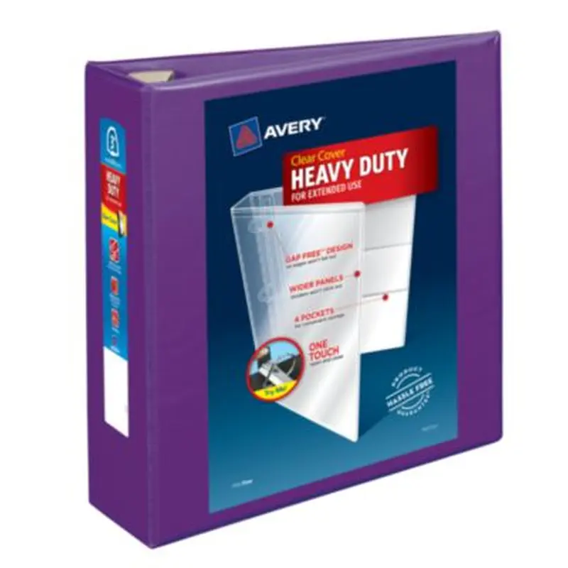 Heavy-Duty View Binder with DuraHinge and One Touch EZD Rings, 3 Rings, 3" Capacity, 11 x 8.5, Purple, 4/Carton - Binders | Avery