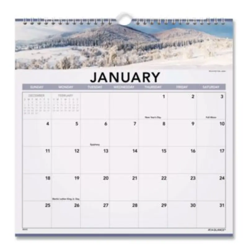 Landscape Monthly Wall Calendar, Landscapes Photography, 12 x 12, White/Multicolor Sheets, 12-Month (Jan to Dec): 2026 - Wall Calendars | AT-A-GLANCE