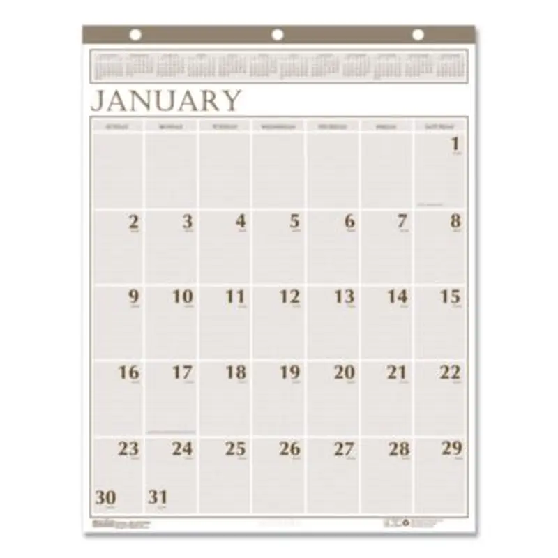 Large Print Recycled Monthly Wall Calendar, 20 x 26, Beige Sheets, 12-Month (Jan to Dec): 2026 - Wall Calendars | House of Doolittle