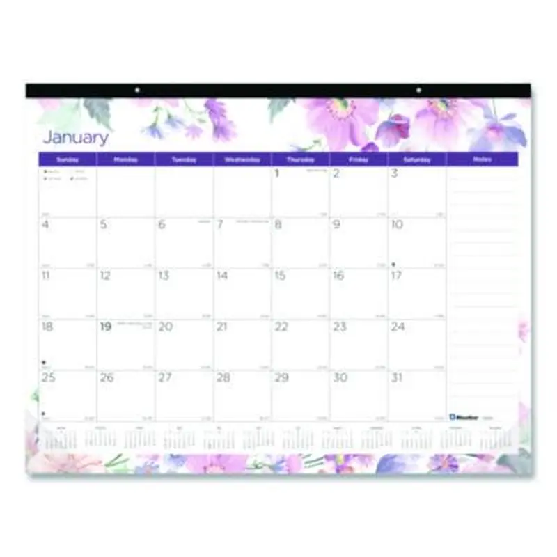 Passion Monthly Deskpad Calendar, Passion Floral Artwork, 22 x 17, Multicolor Sheets, Black Binding, 12-Month (Jan-Dec): 2026 - Desk Pad Calendars | Blueline