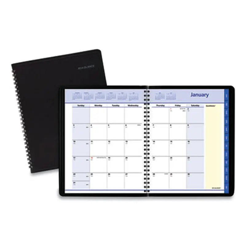 QuickNotes Monthly Planner, 8.75 x 7, Black Cover, 12-Month (Jan to Dec): 2026 - Appointment Books & Planners | AT-A-GLANCE