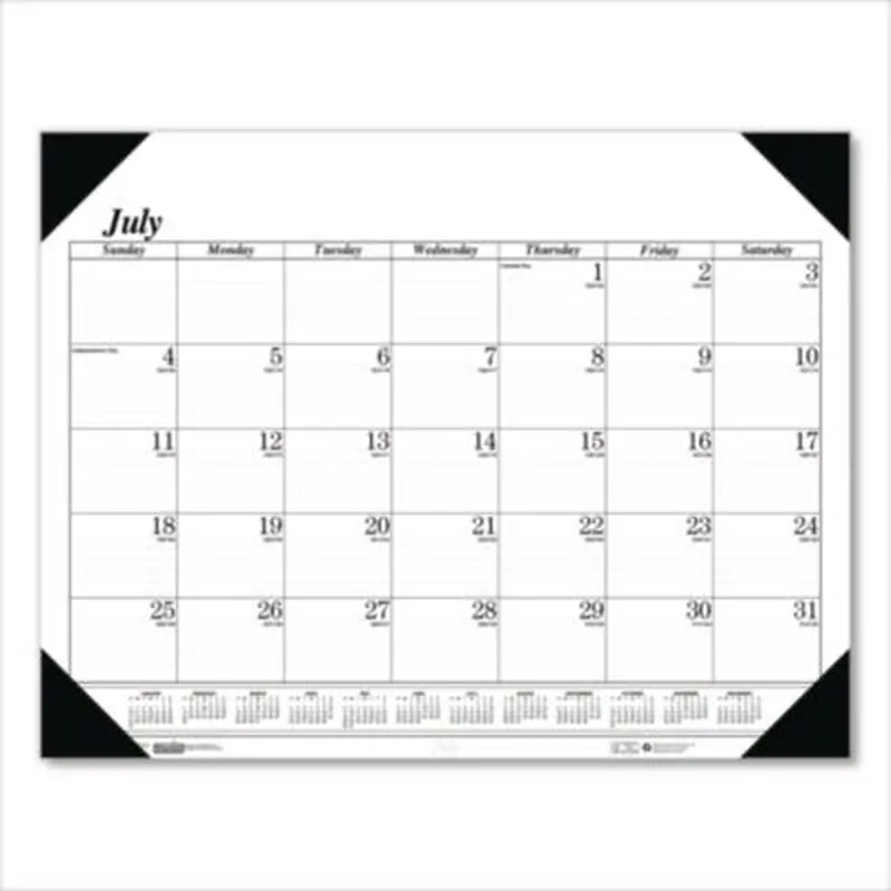Recycled Economy Academic Desk Pad Calendar, 22 x 17, White/Black Sheets, Black Headband, 14-Month: July 2025 to Aug 2026 - Desk Pad Calendars | House of Doolittle