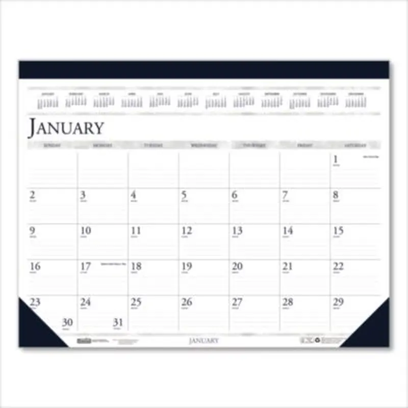 Recycled Two-Color Monthly Desk Pad Calendar, 18.5 x 13, Perforated White/Blue/Gray Sheets, 12-Month (Jan-Dec): 2026 - Desk Pad Calendars | House of Doolittle