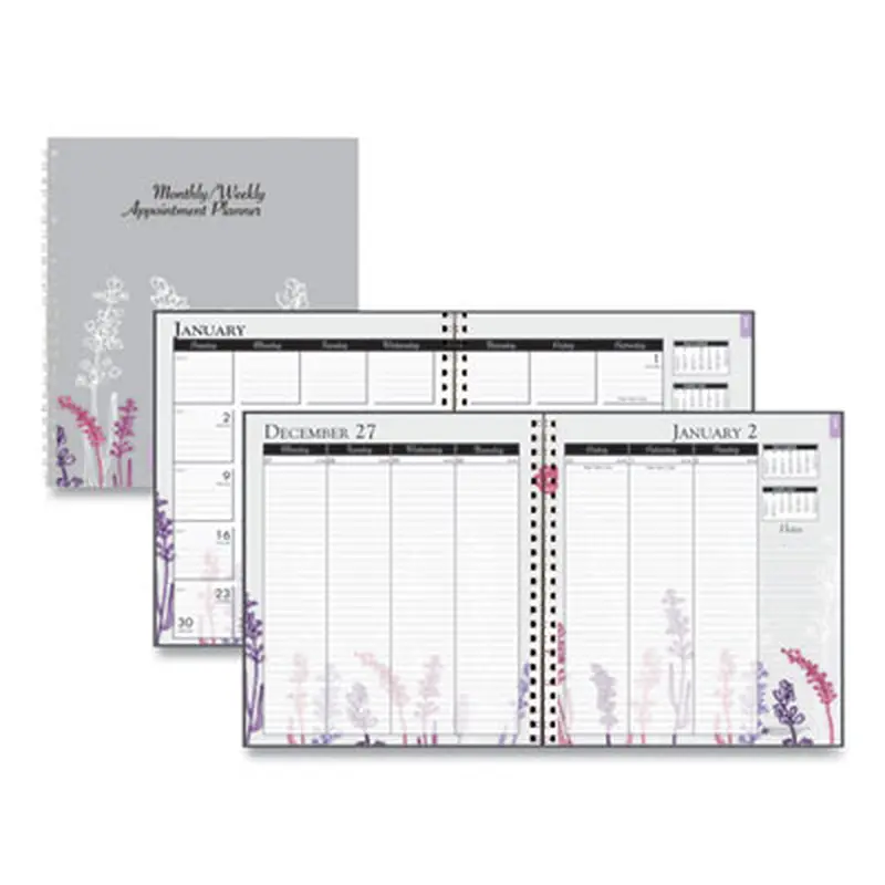 Recycled Wild Flower Weekly/Monthly Planner, Wild Flowers Artwork, 9 x 7, Gray/White/Purple Cover, 12-Month (Jan-Dec): 2026 - Appointment Books & Planners | House of Doolittle