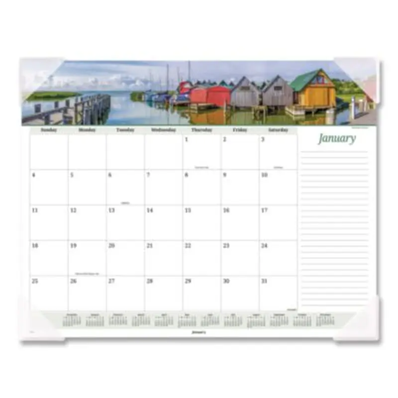 Seascape Panoramic Desk Pad, Seascape Panoramic Photography, 22 x 17, White Sheets, Clear Corners, 12-Month (Jan-Dec): 2026 - Desk Pad Calendars | AT-A-GLANCE