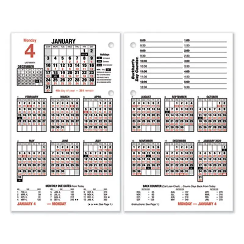 Burkhart's Day Counter Desk Calendar Refill, 4.5 x 7.38, White Sheets, 12-Month (Jan to Dec): 2026 - Calendar Refills | AT-A-GLANCE