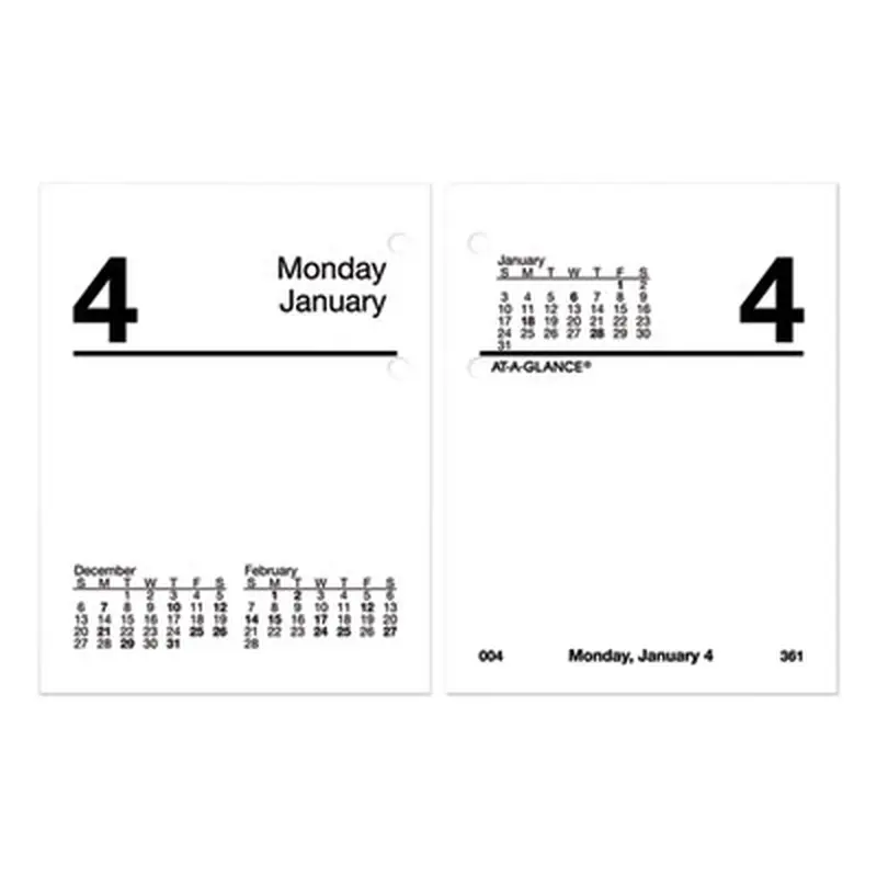 Compact Desk Calendar Refill, 3 x 3.75, White Sheets, 12-Month (Jan to Dec): 2026 - Calendar Refills | AT-A-GLANCE