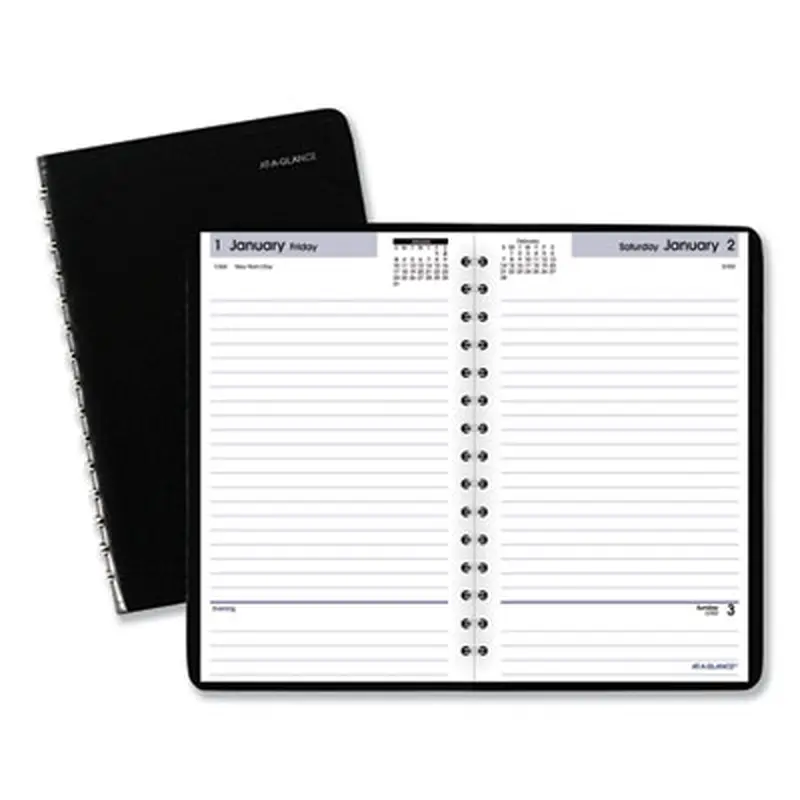 DayMinder Daily Appointment Book, 8 x 5, Black Cover, 12-Month (Jan to Dec): 2026 - Appointment Books & Planners | AT-A-GLANCE