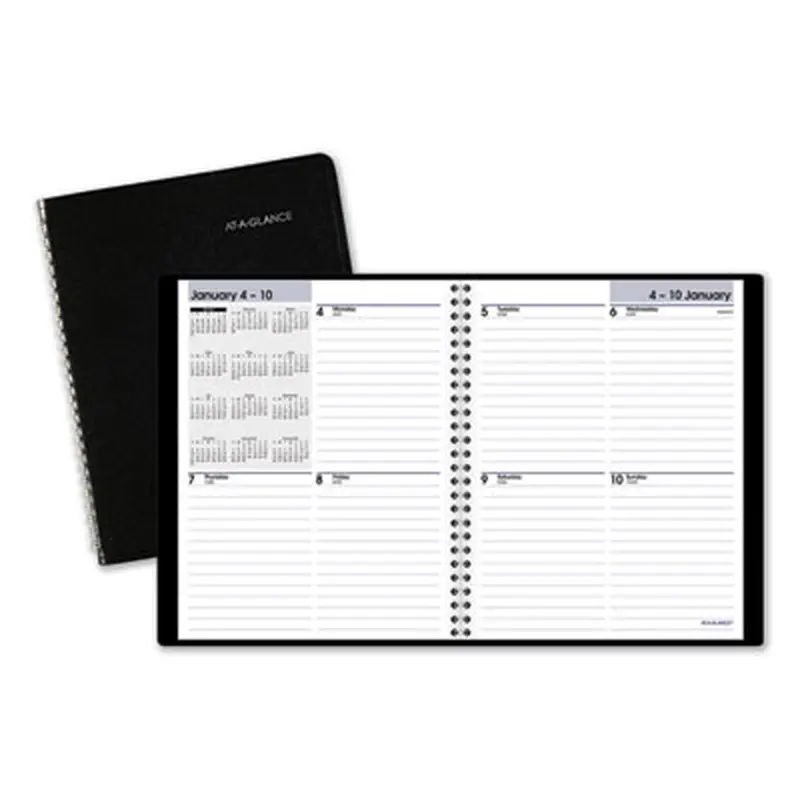 DayMinder Open-Schedule Weekly Appointment Book, 8.75 x 7, Black Cover, 12-Month (Jan to Dec): 2026 - Appointment Books & Planners | AT-A-GLANCE
