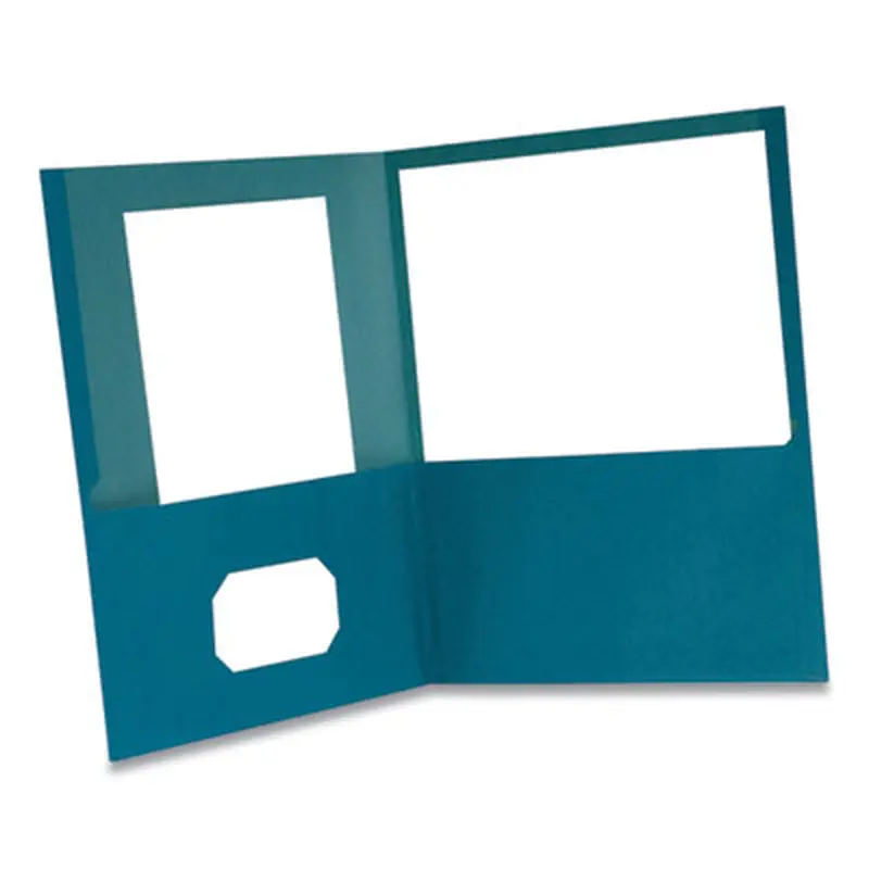 Earthwise by Oxford 100% Recycled Paper Twin-Pocket Portfolio, 100-Sheet Capacity, 11 x 8.5, Blue 10/Pack - Pocket Folders | Oxford