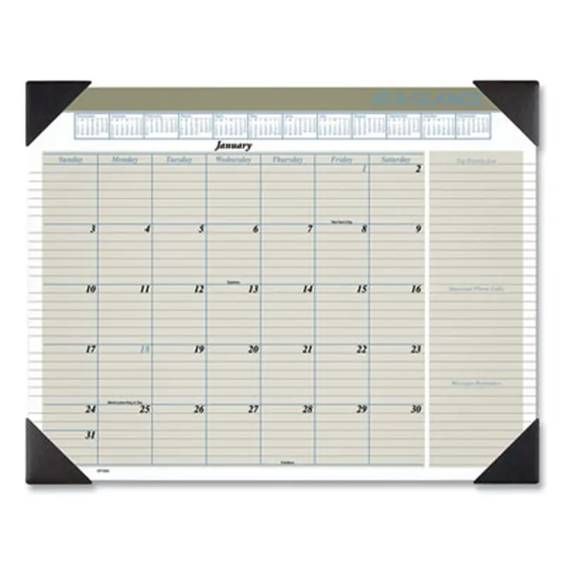 Executive Monthly Desk Pad Calendar, 22 x 17, White Sheets, Black Corners, 12-Month (Jan to Dec): 2026 - Desk Pad Calendars | AT-A-GLANCE