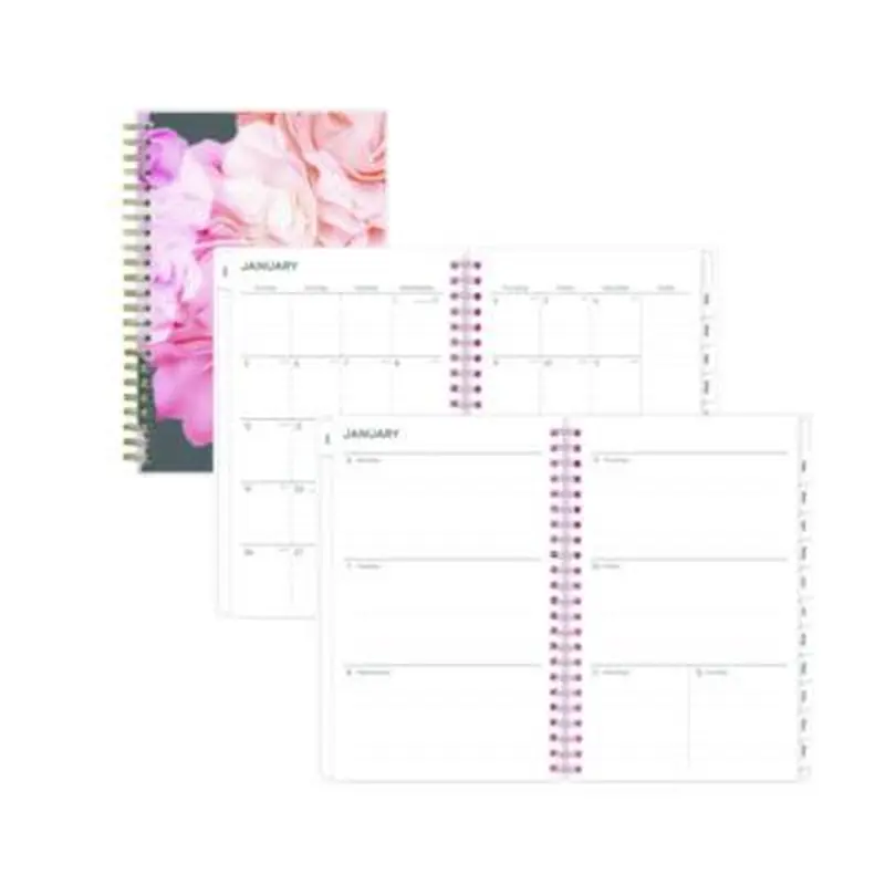 Joselyn Weekly/Monthly Planner, Floral Artwork, 8 x 5, Pink/Peach/Black Cover, 12-Month (Jan to Dec): 2026 - Appointment Books & Planners | Blue Sky