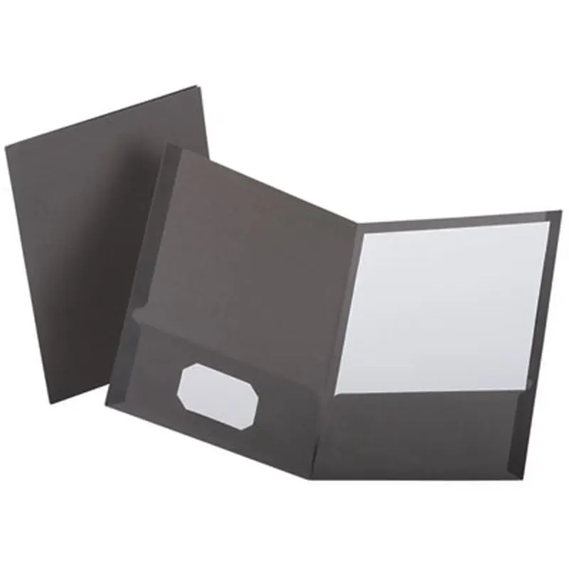 Linen Finish Twin Pocket Folders, 100-Sheet Capacity, 11 x 8.5, Light Gray, 25/Box - Pocket Folders | Oxford