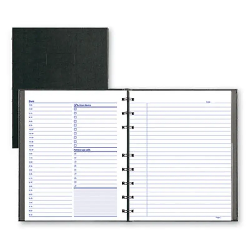 NotePro Undated Daily Planner, 9.25 x 7.25, Black Cover, Undated - Appointment Books & Planners | Blueline