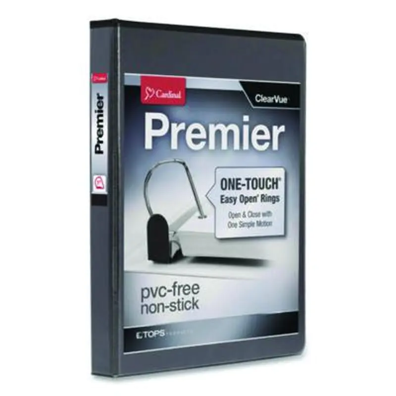 Premier Easy Open ClearVue Locking Slant-D Ring Binder, 3 Rings, 1" Capacity, 11 x 8.5, Black - Binders | Cardinal