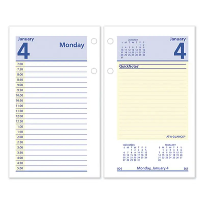 QuickNotes Desk Calendar Refill, 3.5 x 6, White/Yellow/Blue Sheets, 12-Month (Jan to Dec): 2026 - Calendar Refills | AT-A-GLANCE