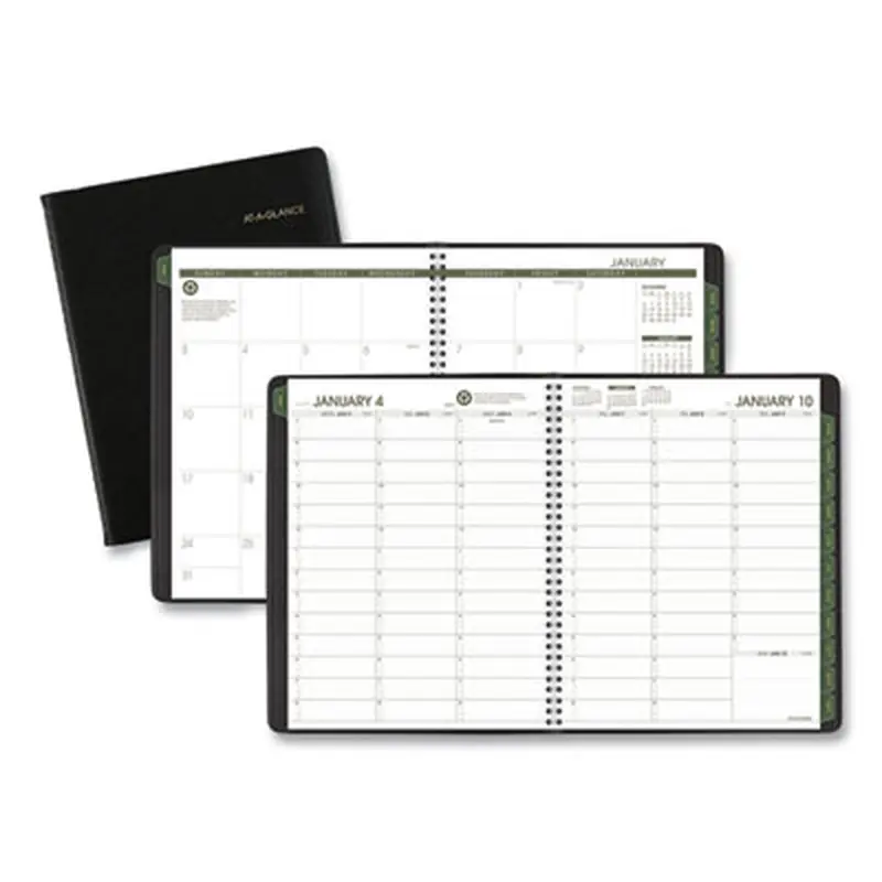 Recycled Weekly Vertical-Column Format Appointment Book, 11 x 8.25, Black Cover, 12-Month (Jan to Dec): 2026 - Appointment Books & Planners | AT-A-GLANCE
