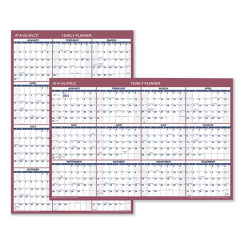 Vertical/Horizontal Wall Calendar, 24 x 36, White/Blue/Red Sheets, 12-Month (Jan to Dec): 2026 - Wall Calendars | AT-A-GLANCE