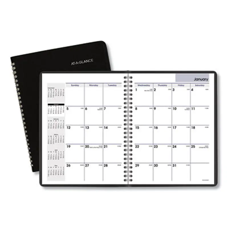 DayMinder Monthly Planner with Notes Column, Ruled Blocks, 8.75 x 7, Black Cover, 12-Month (Jan to Dec): 2026 - Appointment Books & Planners | AT-A-GLANCE