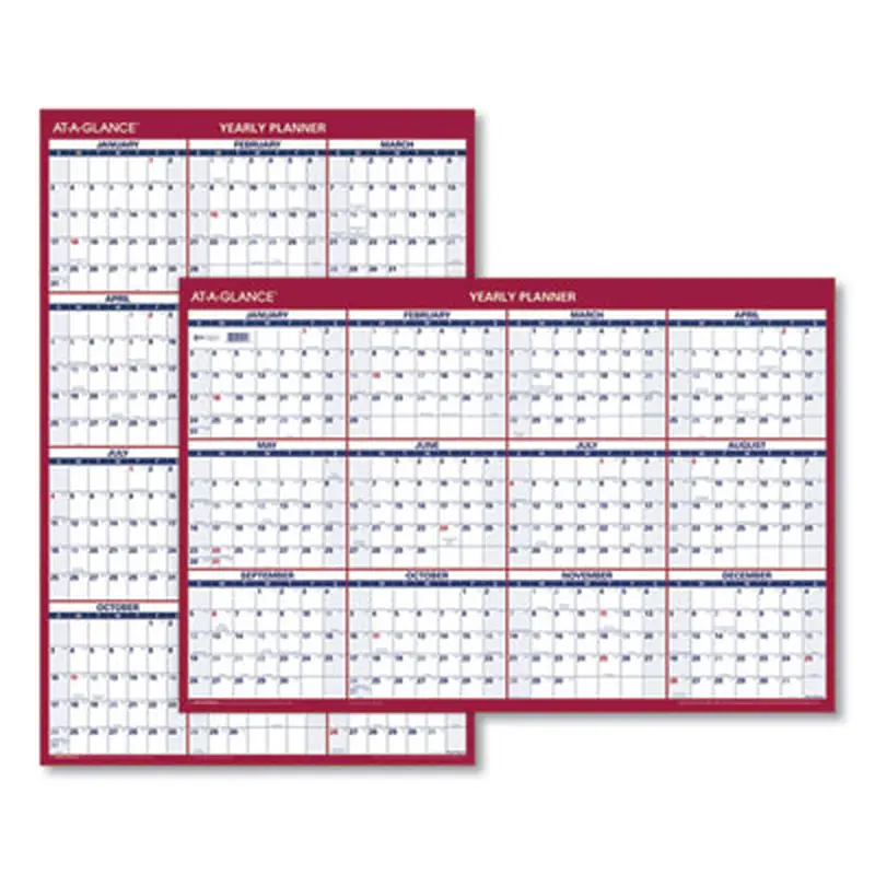 Erasable Vertical/Horizontal Wall Planner, 32 x 48, White/Blue/Red Sheets, 12-Month (Jan to Dec): 2026 - Wall Calendars | AT-A-GLANCE