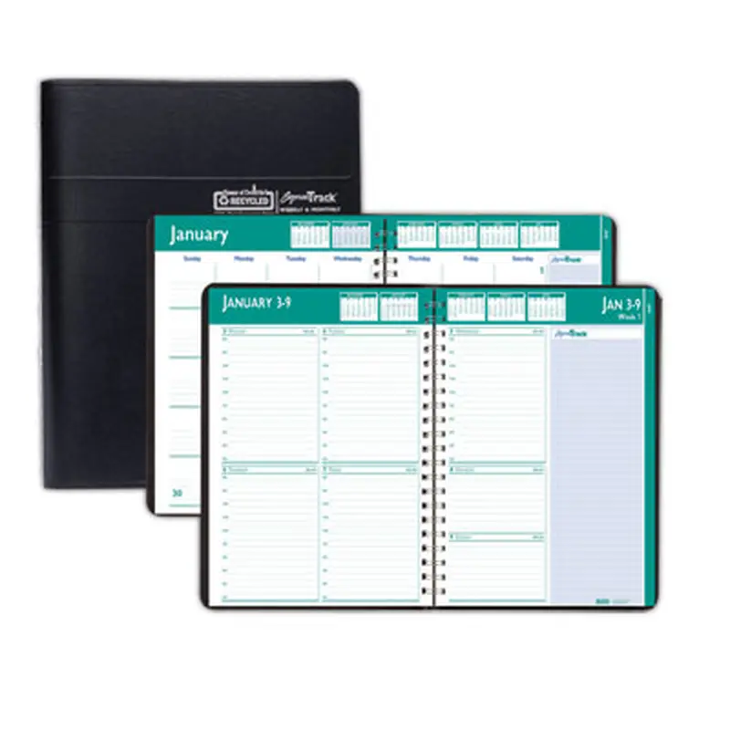 Express Track Recycled Weekly Appointment Book/Monthly Planner, 11 x 8.5, Black Cover, 13-Month: Jan 2026 to Jan 2027 - Appointment Books & Planners | House of Doolittle