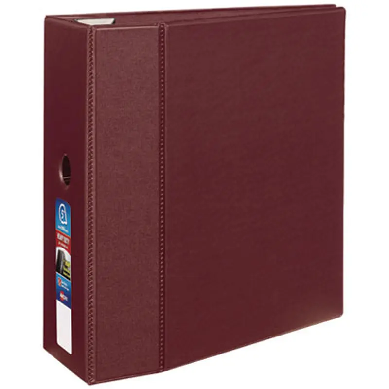 Heavy-Duty Non-View Binder with DuraHinge, Three Locking One Touch EZD Rings and Thumb Notch, 5" Capacity, 11 x 8.5, Maroon - Binders | Avery