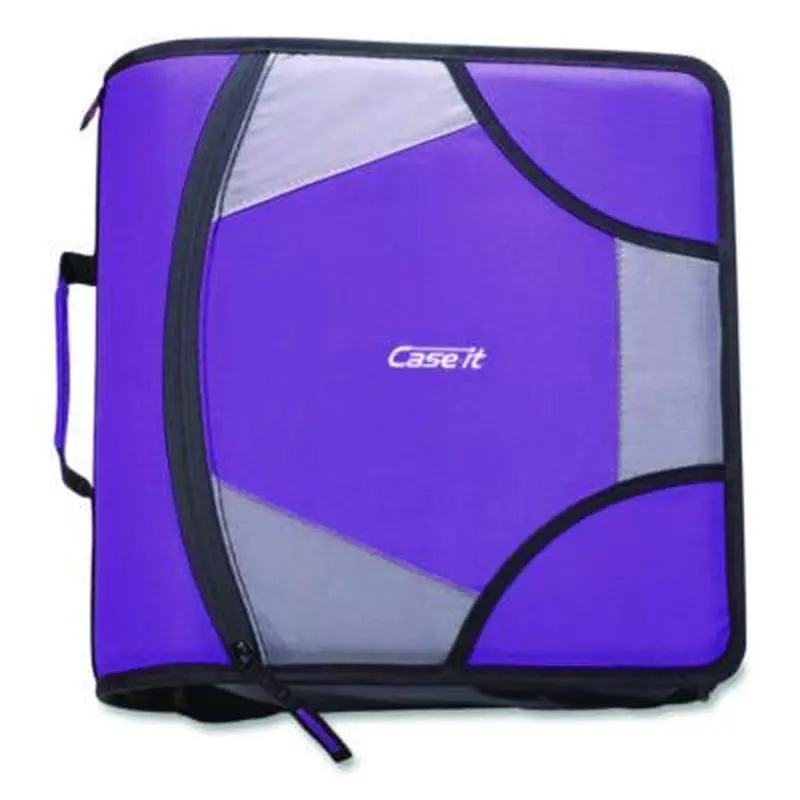 King Size Mighty Zip Tab Binder, 3 Rings, 4" Capacity, 11 x 8.5, Purple - Binders | Case it
