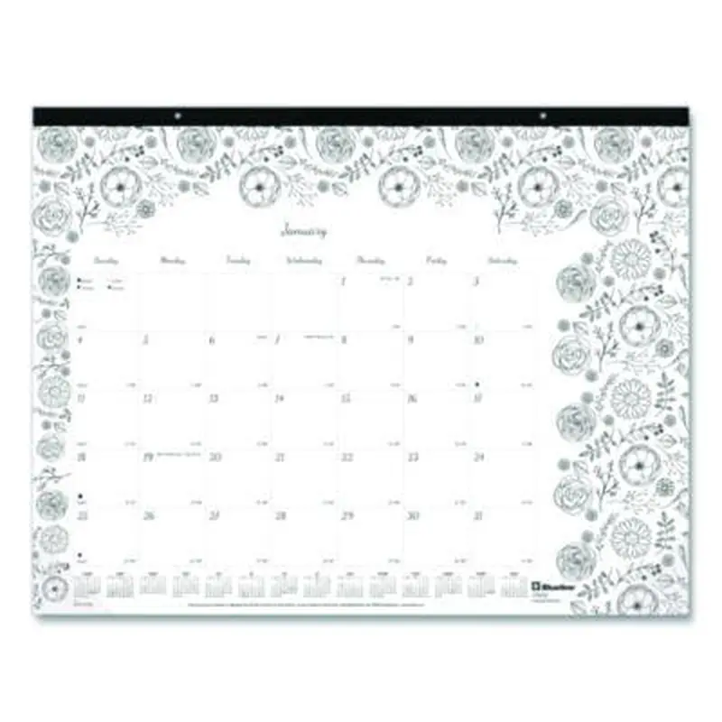 Monthly Desk Pad Calendar, Monthly Coloring Artwork, 22 x 17, Black Binding, Clear Corners, 12-Month (Jan to Dec): 2026 - Desk Pad Calendars | Blueline