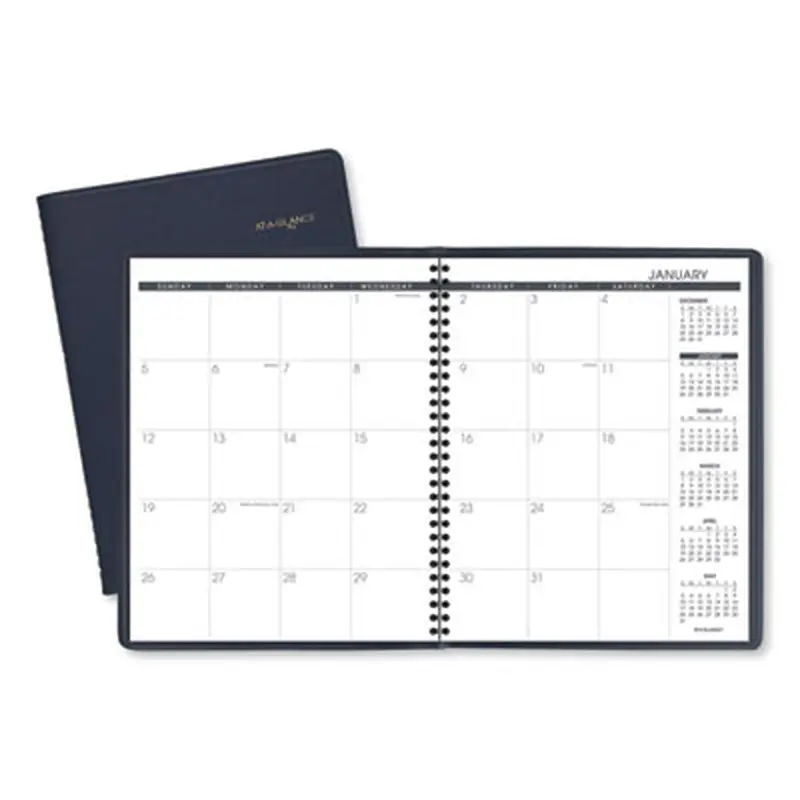 Monthly Planner, 11 x 9, Navy Cover, 15-Month: Jan 2026 to Mar 2027 - Appointment Books & Planners | AT-A-GLANCE