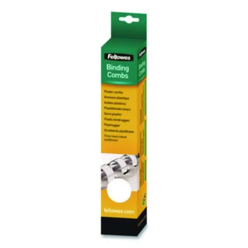 Plastic Comb Bindings for 11 x 8.5 Documents, 19 Rings, 0.25" (20-Sheet) Capacity, White, 100/Pack - Binding Spines | Fellowes