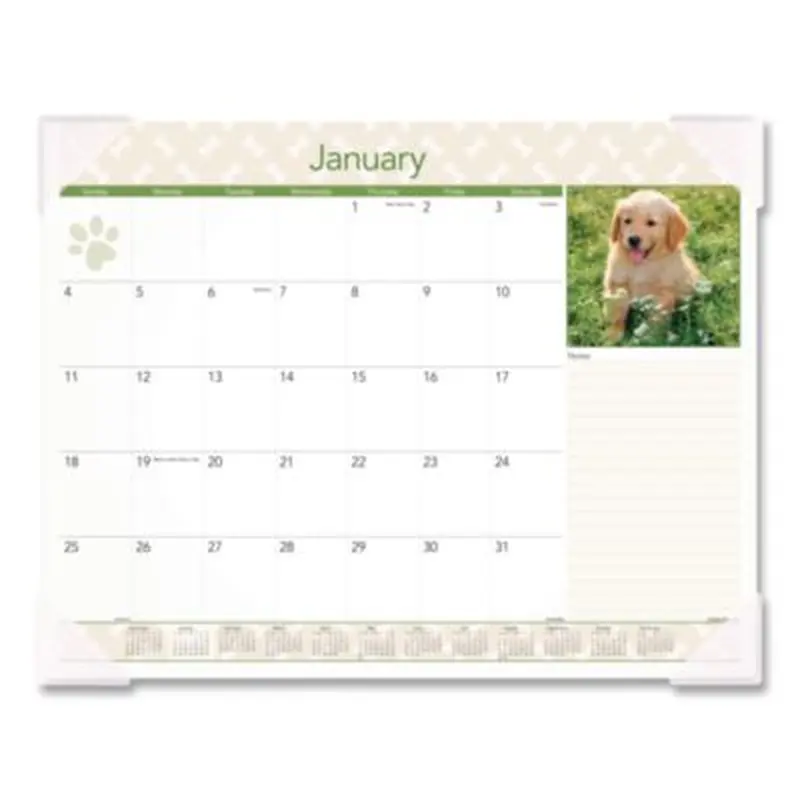 Puppies Monthly Desk Pad Calendar, Puppies Photography, 22 x 17, White Sheets, Clear Corners, 12-Month (Jan to Dec): 2026 - Desk Pad Calendars | AT-A-GLANCE