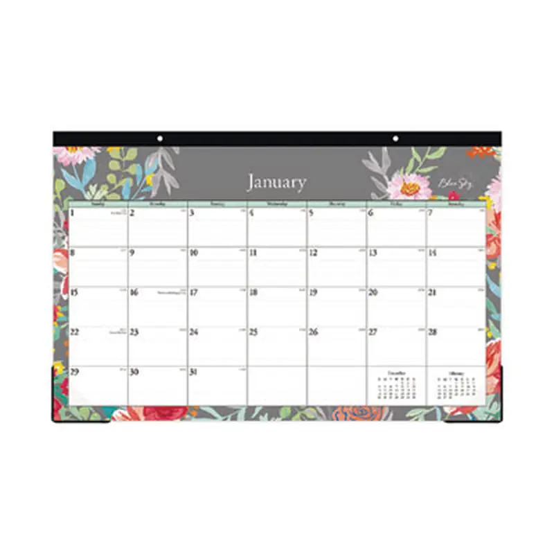 Sophie Desk Pad, Floral Artwork, 17 x 11, Multicolor Sheets, Black Binding, Clear Corners, 12-Month (Jan to Dec): 2026 - Desk Pad Calendars | Blue Sky