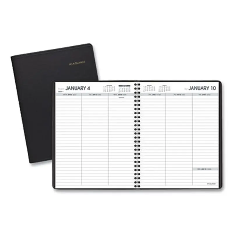 Weekly Planner Ruled for Open Scheduling, 8.75 x 6.75, Black Cover, 12-Month (Jan to Dec): 2026 - Appointment Books & Planners | AT-A-GLANCE