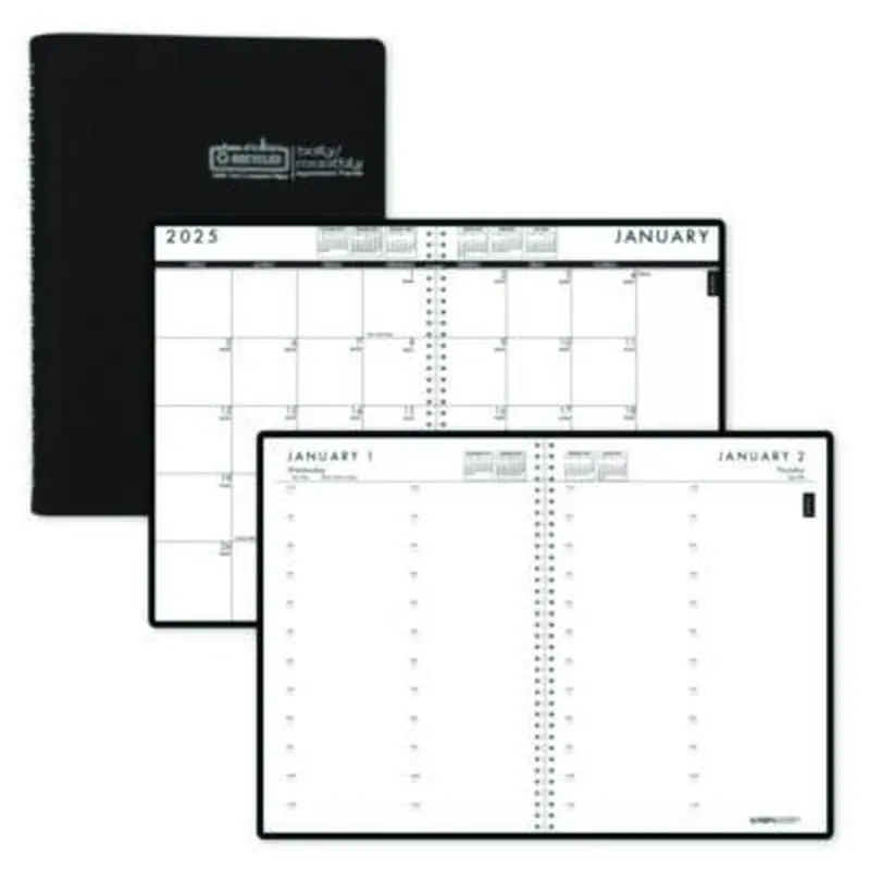 24/7 Recycled Daily Appointment Book/Monthly Planner, 10 x 7, Black Cover, 12-Month (Jan to Dec): 2026 - Appointment Books & Planners | House of Doolittle