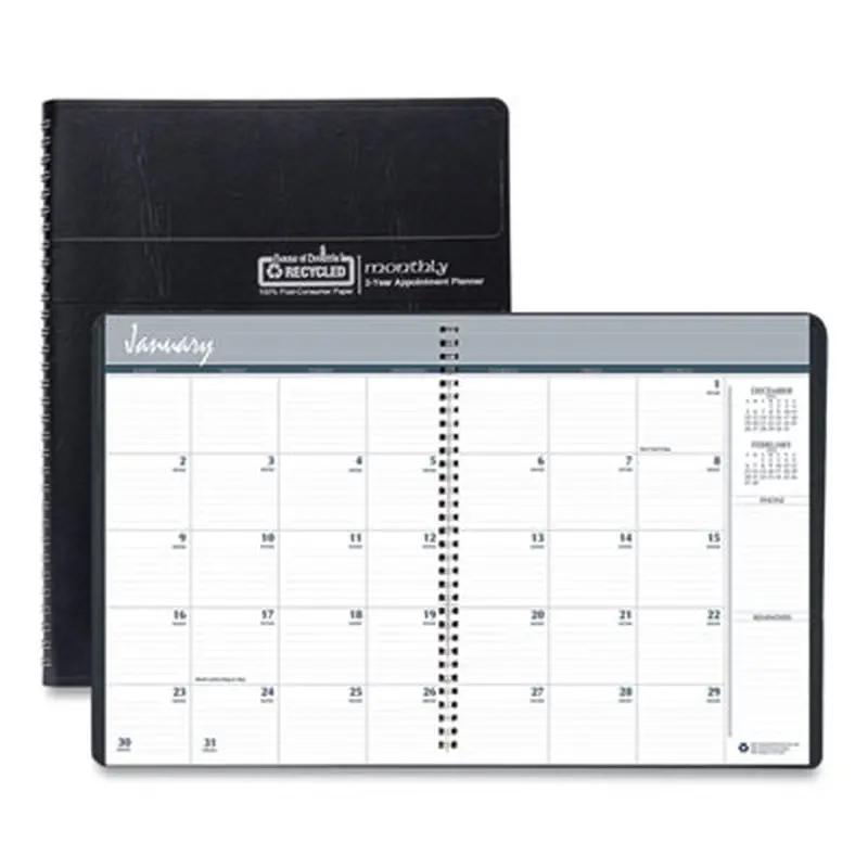 24-Month Recycled Ruled Monthly Planner, 11 x 8.5, Black Cover, 24-Month: Jan 2026 to Dec 2027 - Appointment Books & Planners | House of Doolittle