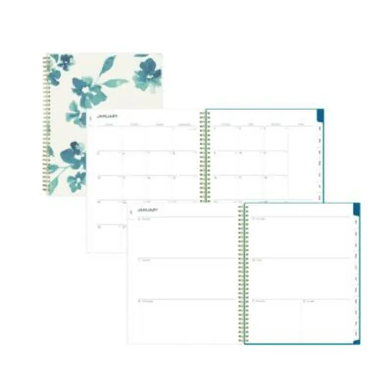 Bakah Blue Weekly/Monthly Planner, Floral Artwork, 11 x 8.5, Blue/White Cover, 12-Month (Jan to Dec): 2026 - Appointment Books & Planners | Blue Sky