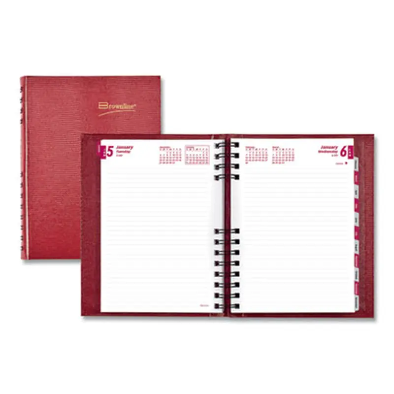 CoilPro Ruled Daily Planner, 8.25 x 5.75, Red Cover, 12-Month (Jan to Dec): 2026 - Appointment Books & Planners | Brownline