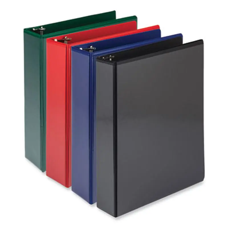 Durable D-Ring View Binders, 3 Rings, 2" Capacity, 11 x 8.5, Black/Blue/Green/Red, 4/Pack - Binders | Samsill