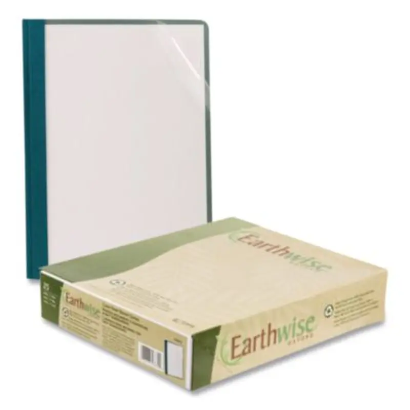 Earthwise by Oxford 100% Recycled Clear Front Report Covers, 3-Prong Fastener, 0.5" Capacity, 8.5 x 11, Clear/Blue, 25/Box - Report Covers | Oxford