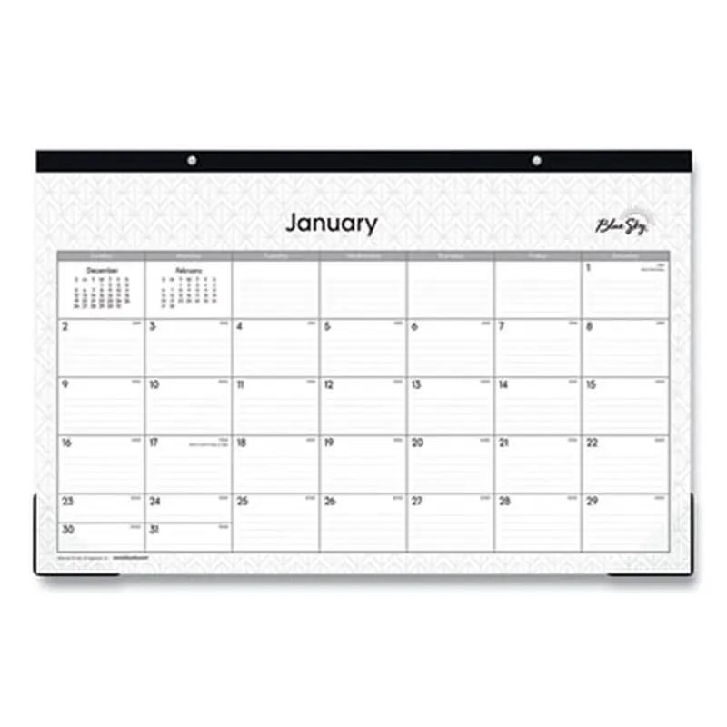 Enterprise Desk Pad, Geometric Artwork, 17 x 11, White/Gray Sheets, Black Binding, Clear Corners, 12-Month (Jan to Dec): 2026 - Desk Pad Calendars | Blue Sky
