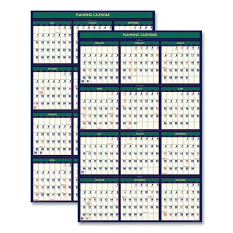 Four Seasons Business/Academic Recycled Wall Calendar, 24 x 37, 12-Month (July-June): 2025-2026, 12-Month (Jan to Dec): 2026 - Wall Calendars | House of Doolittle
