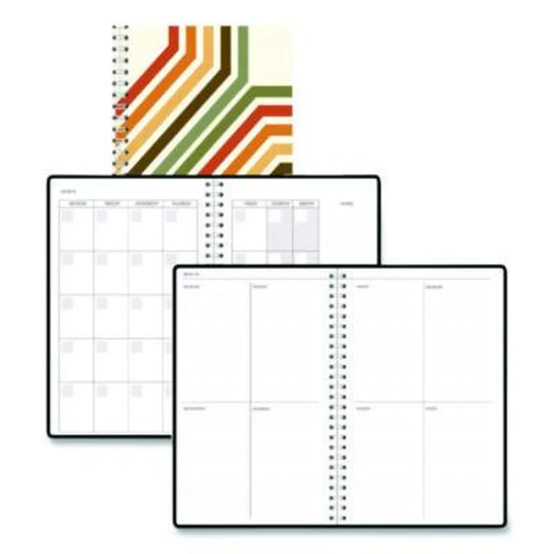 Recycled Non-Dated Monthly/Weekly Planner, 70's Stripes, Multicolor Cover, Undated - Appointment Books & Planners | House of Doolittle