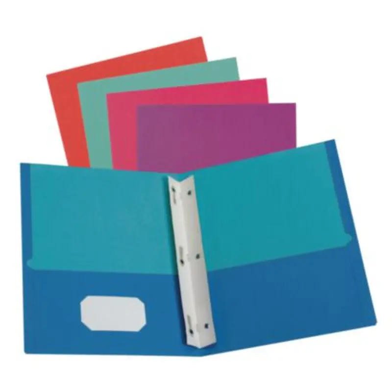 Twisted Twin Smooth Pocket Folder w/Fasteners, 100-Sheet Capacity, 11 x 8.5, Assorted Solid Colors, 10/Pack - Pocket Folders | Oxford