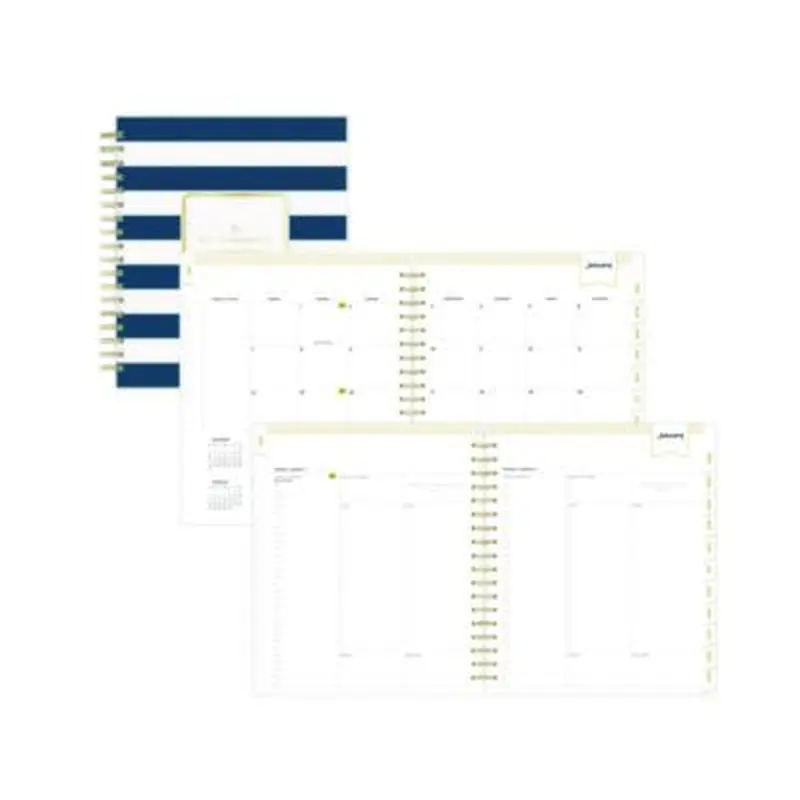 Day Designer Navy Stripe Daily/Monthly Planner, Horizontal Stripe Artwork, 10 x 8, Navy/White Cover, 12-Month (Jan-Dec): 2026 - Appointment Books & Planners | Blue Sky