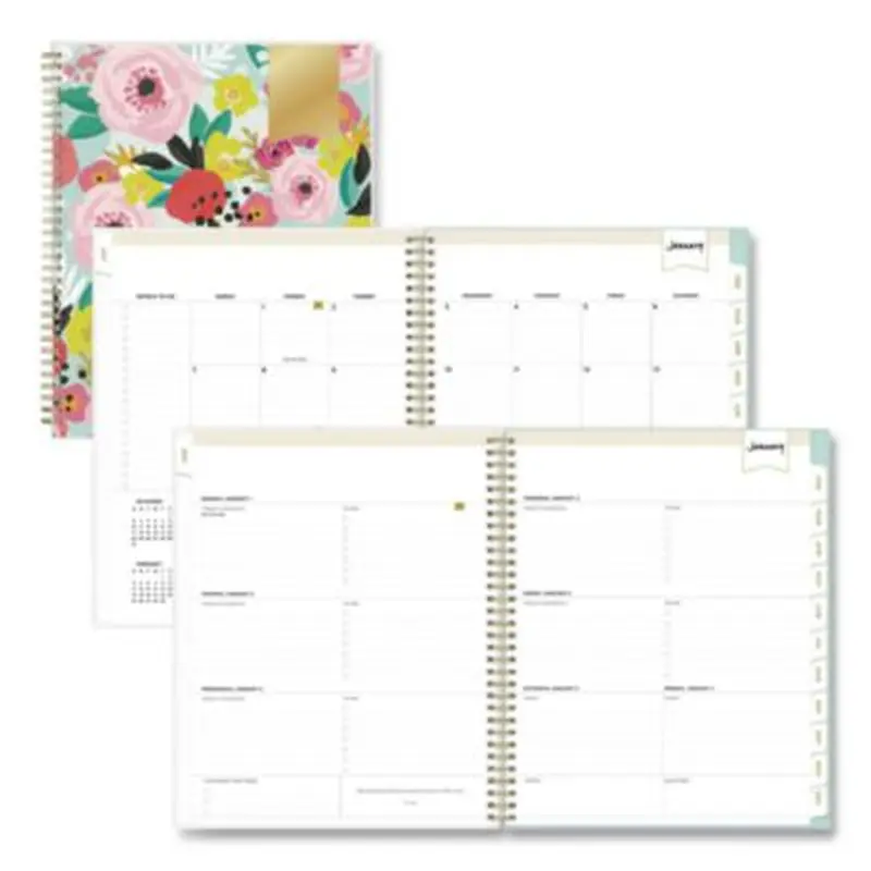 Day Designer Secret Garden Mint Frosted Weekly/Monthly Planner, Floral Artwork, 11 x 8.5, 12-Month (Jan to Dec): 2026 - Appointment Books & Planners | Blue Sky