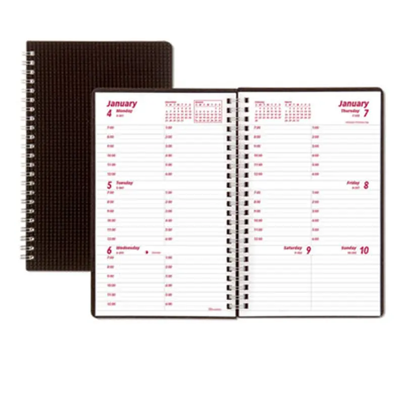 DuraFlex Weekly Planner, 8 x 5, Black Cover, 12-Month (Jan to Dec): 2026 - Appointment Books & Planners | Brownline