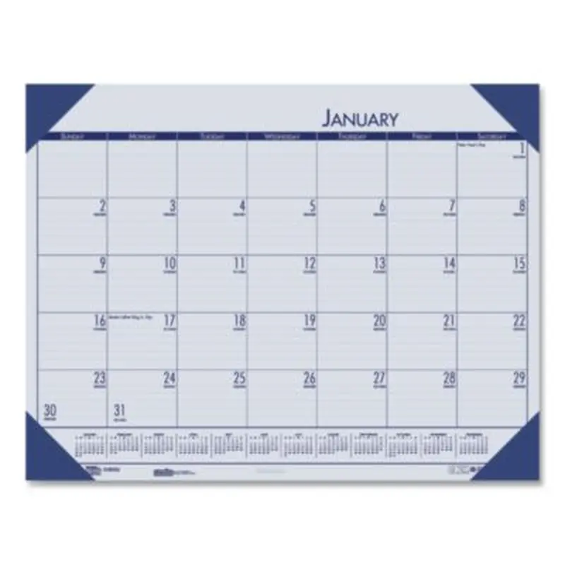 EcoTones Recycled Monthly Desk Pad Calendar, 22 x 17, Ocean Blue Sheets/Corners, Black Binding, 12-Month (Jan-Dec): 2026 - Desk Pad Calendars | House of Doolittle