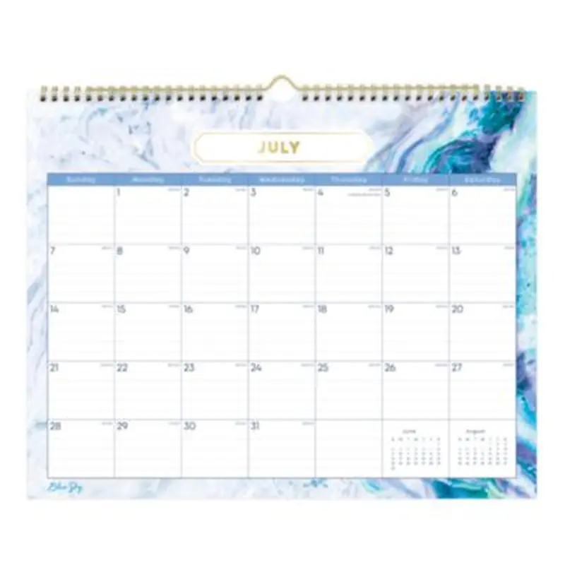 Gemma Academic Wall Calendar, Geode Artwork, 15" x 12", White/Blue Sheets, 12-Month (July to June): 2025 to 2026 - Wall Calendars | Blue Sky
